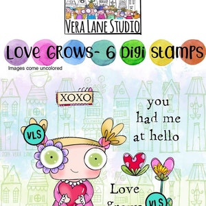 Love Grows - 6 tampons numériques au format jpg et png