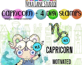 Capricorn - 4 Digi stamps in jpg and png files
