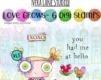 Love Grows - 6 Digi stamps in jpg and png files