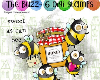 The Buzz- 6 Digi stamp bundle in jpg and png files be