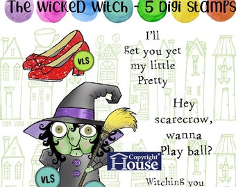 The wicked witch - 5 Digi stamp bundle