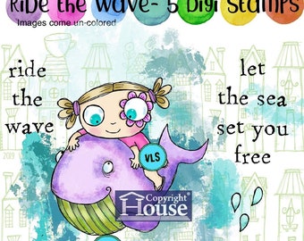 Ride the wave - 5 Digi stamp bundle