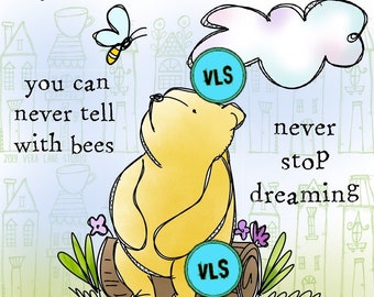 Pooh and bee -5 Digi stamps in jpg and png files