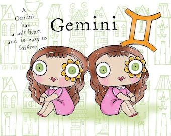 Gemini - 5 Digi stamps in jpg and png files