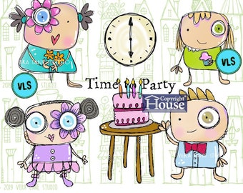 Time to Party - 8 Digi stamps in jpg and png files