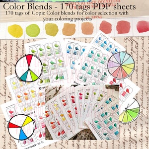 Color Tags - 170 Copic color blends on easy to read tags - digital download