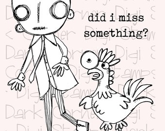 Charlie Walker - quirky zombie gentleman and chicken digi stamps in jpg and png files