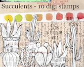 Succulents 12 digi stamp bundle