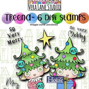 Treena -6 digi stamps in jpg and png files