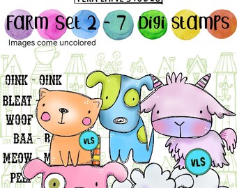 Farm Animals Set 2 - 7 digi stamps