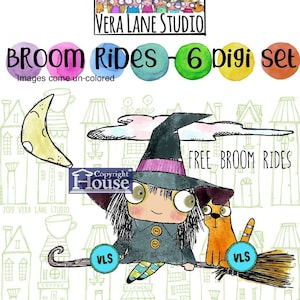 Broom Rides - 6 digi stamp bundle in png and jpg files