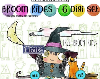 Broom Rides - 6 digi stamp bundle in png and jpg files