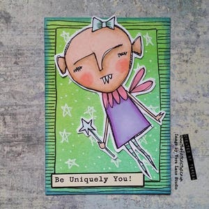 The Tinker Sisters quirky zombie fairies with moon, stars and sentiments 6 digi stamp bundle image 2