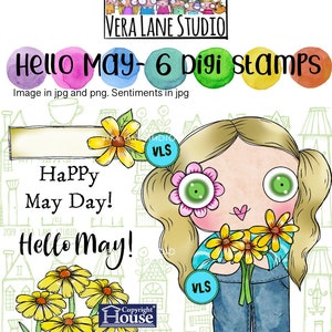 Hello May - 6 digi stamps