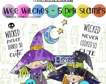 Wee Witches - 5 digi stamp bundle