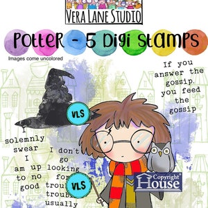 Potter -- 5 digi stamps in high-resolution png and jpg files