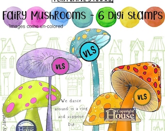 Fairy Mushrooms - 6 digi stamps in PNG and JPG files