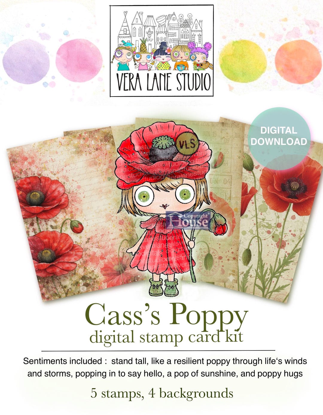 Poppy Stamp Card Kit – Cass's Poppy, Coloring Pages (digital Download ...