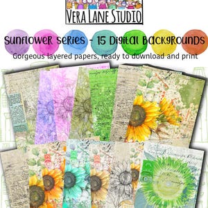 Série Tournesol - 15 beaux papiers pour collage numérique