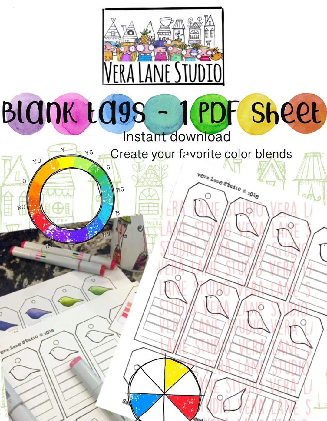 Color Tags -- Blank PDF File for You to Color - Etsy
