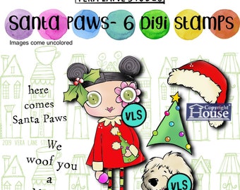 Santa Paws - 6 Digi stamp bundle in jpg and png files be