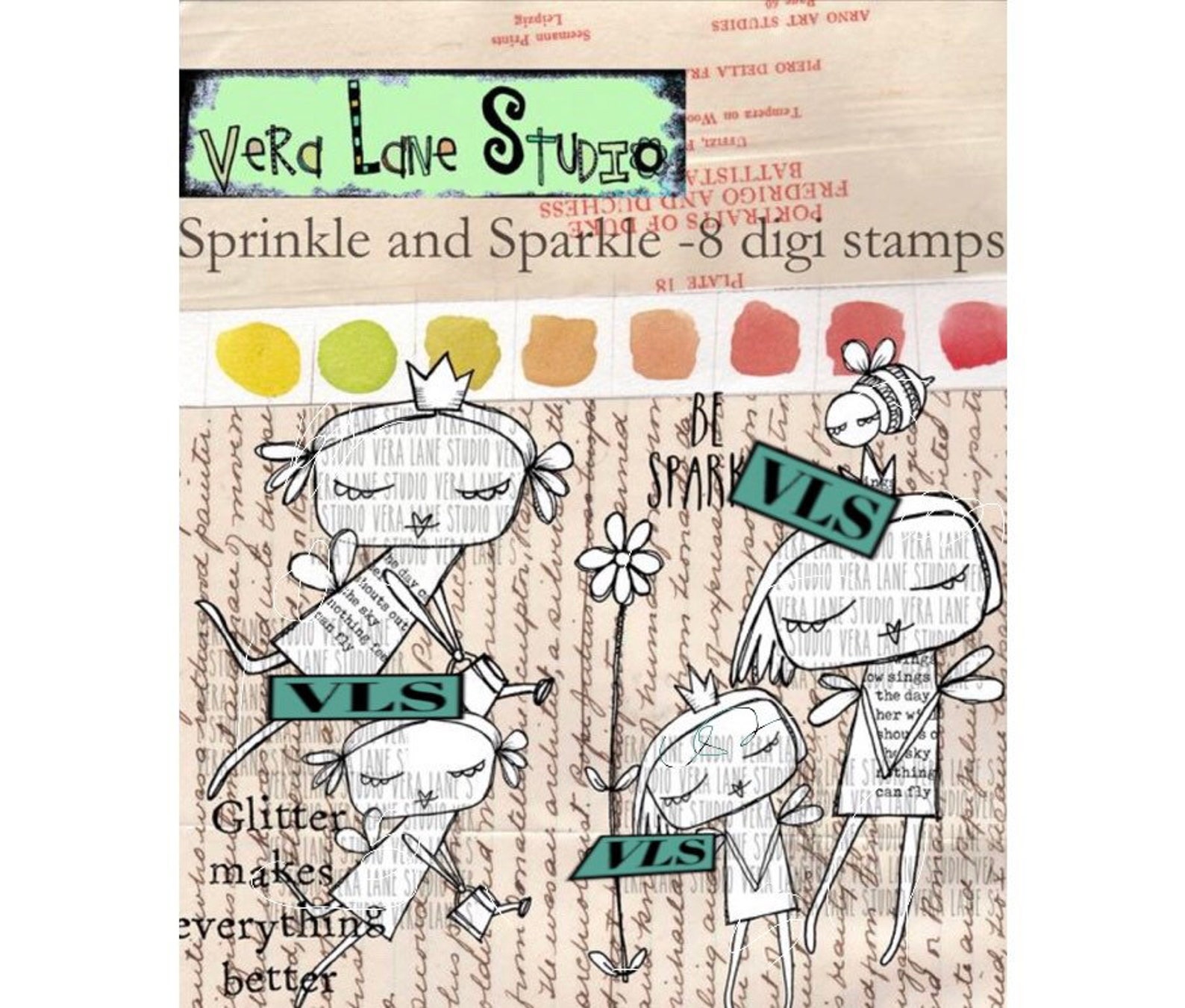 Sprinkle and Sparkle Fairy Sisiters in an 8 Digi Stamp Set Etsy