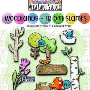 Woodlands  -10 digi stamps in jpg and png files