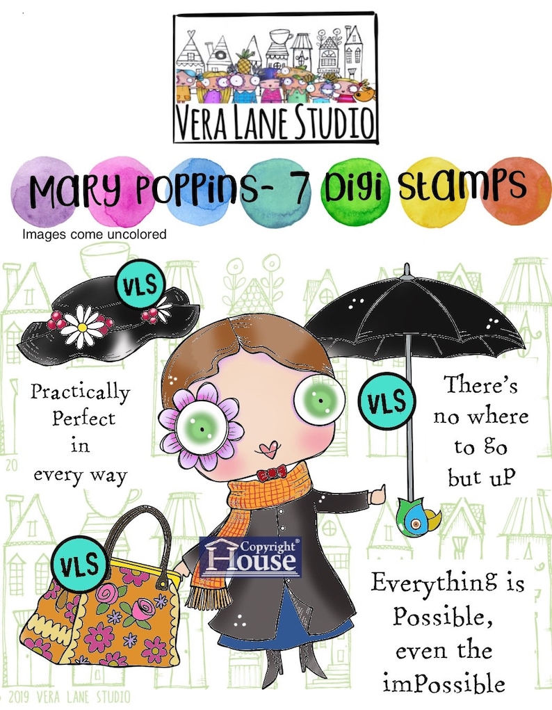 Mary Poppins 7 Digi stamp bundle image 1