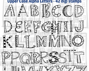 Alphabet letters - upper case - 42 digi stamps in png files