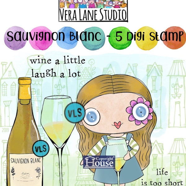 Sauvignon Blanc - 5 Digi stamp bundle in jpg and png files