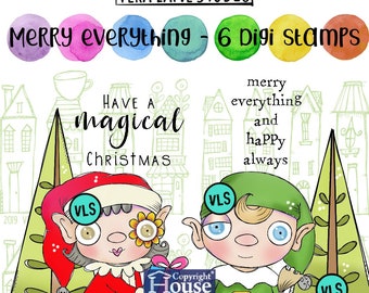 Merry Everything- 6 Digi stamp bundle