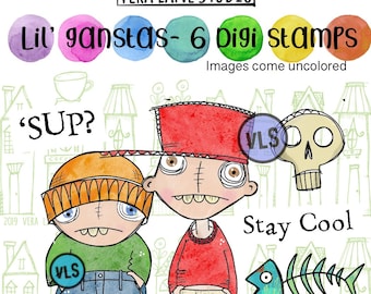 Lil' Gangstas -- 6 digi stamp set available for instant download