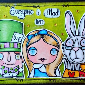 Wonderland Set 1 Alice, Mad Hatter, White Rabbit, and Caterpillar 11 digi stamp bundle image 9