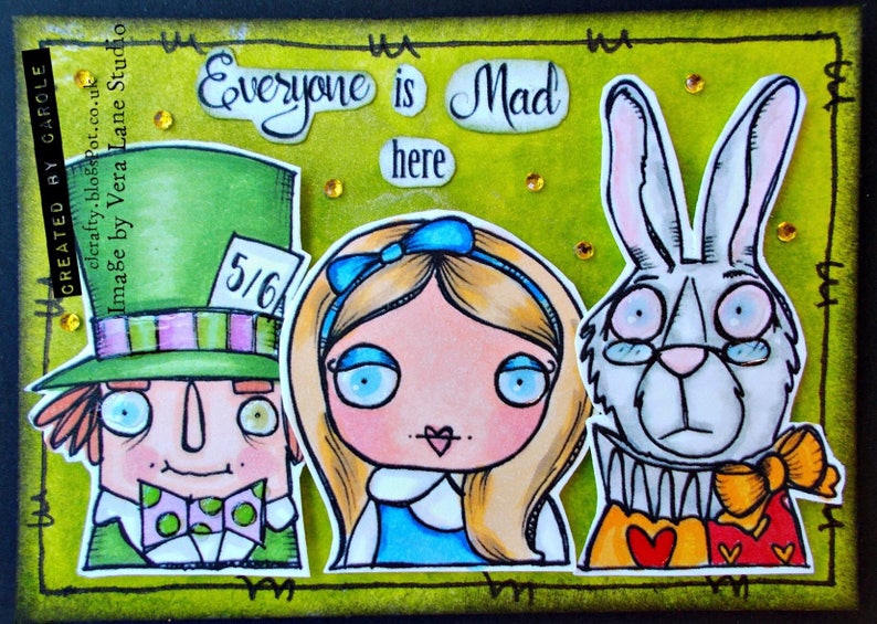 Wonderland Set 1 Lot de 11 tampons digitaux Alice, Mad Hatter, White Rabbit et Caterpillar image 9