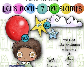 Let’s Float - 7 Digi stamp bundle in jpg and png files