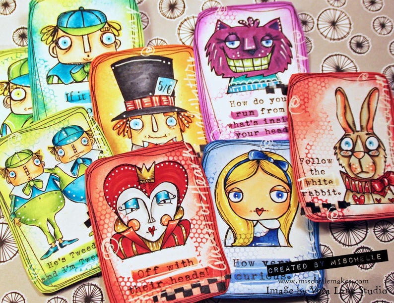 Wonderland Set 1 Lot de 11 tampons digitaux Alice, Mad Hatter, White Rabbit et Caterpillar image 10