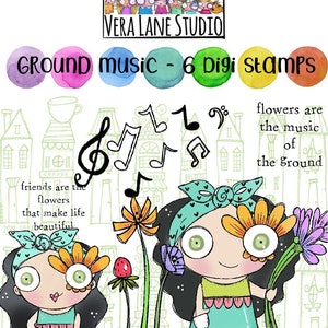 Ground Music - 6 digi stamps in jpg and png files