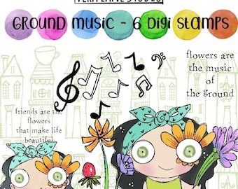 Ground Music - 6 digi stamps in jpg and png files