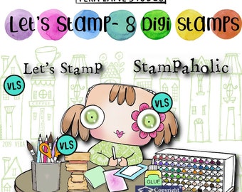 Let’s Stamp - 8 Digi stamp bundle in jpg and png files be