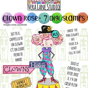 Rosa Payaso - Paquete de 7 sellos digitales en archivos JPG y PNG