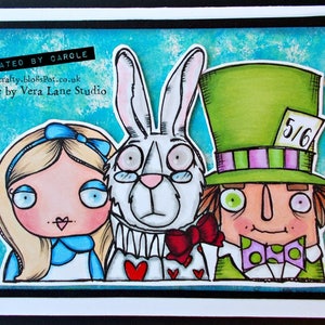 Wonderland Set 1 Alice, Mad Hatter, White Rabbit, and Caterpillar 11 digi stamp bundle image 2