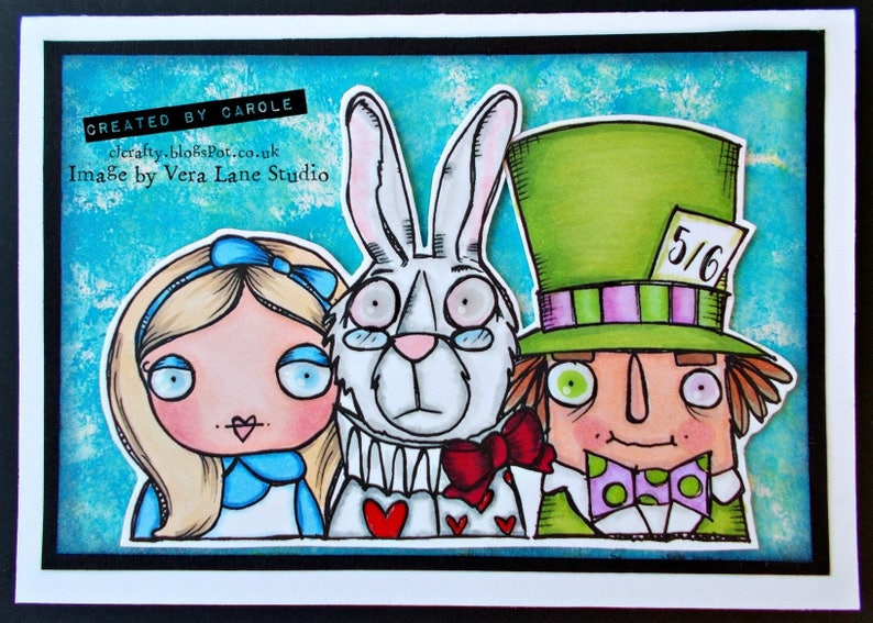 Wonderland Set 1 Lot de 11 tampons digitaux Alice, Mad Hatter, White Rabbit et Caterpillar image 2