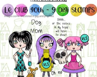 Le Club Goth -  9 image digi stamp set available for instant download