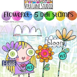 Floweret - Lot de 5 tampons digi au format jpg et png