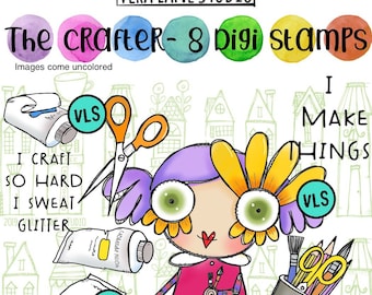 The Crafter - Lot de 8 tampons digi au format jpg et png