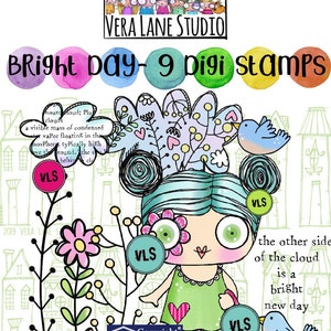 Bright Day - 9 digi stamp set in jpg and png files