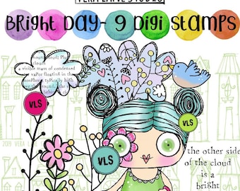 Bright Day - 9 digi stamp set in jpg and png files