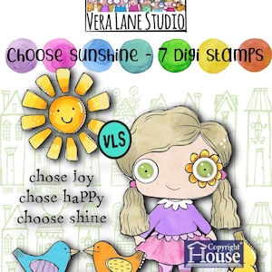 Choose sunshine -  7 Digi stamp bundle in jpg and png files