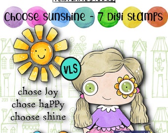 Choose sunshine -  7 Digi stamp bundle in jpg and png files