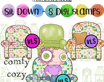 Sit Down - 8 digi stamps